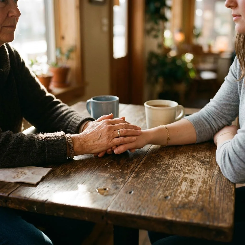 Comforting hand holding